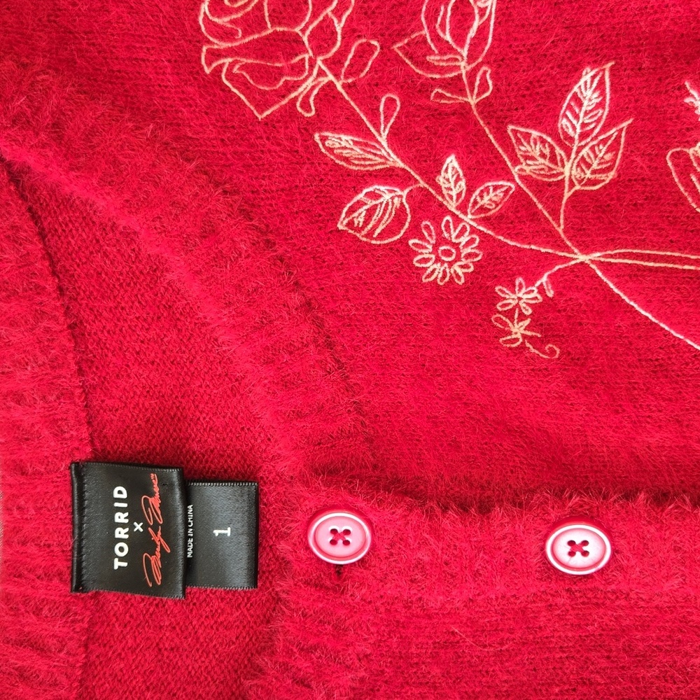 Torrid Marilyn Monroe Red Sweater Cardigan Size 1 - Picture 2 of 2